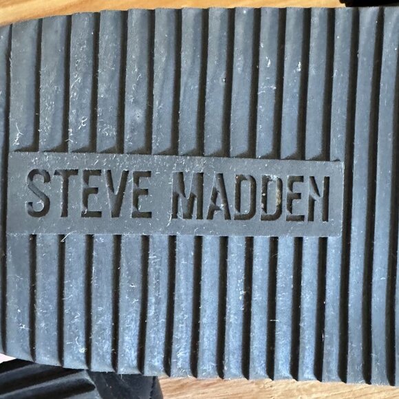 Steve Madden Ledger Black Leather Silver Western Buckle Slip On Mule Size 9.5 - Picture 14 of 15